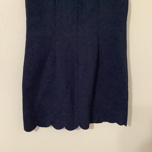 J. Crew Factory Scallop Hem Navy Summer Minimalist Casual Knee Length Dress Sz 4 - Picture 9 of 9